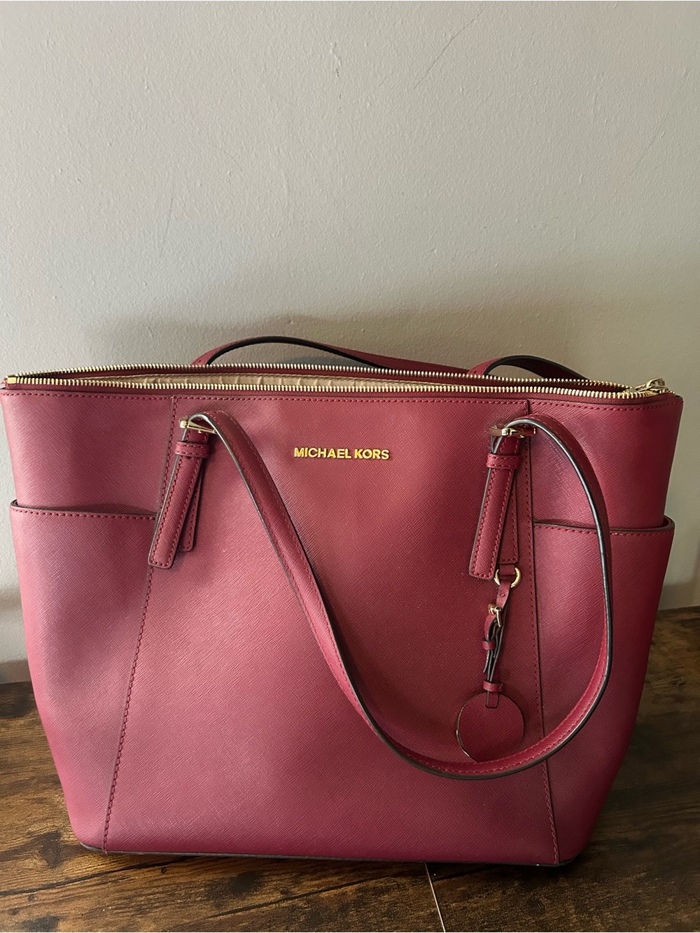 Michael Kors Burgundy Saffiano Leather Tote